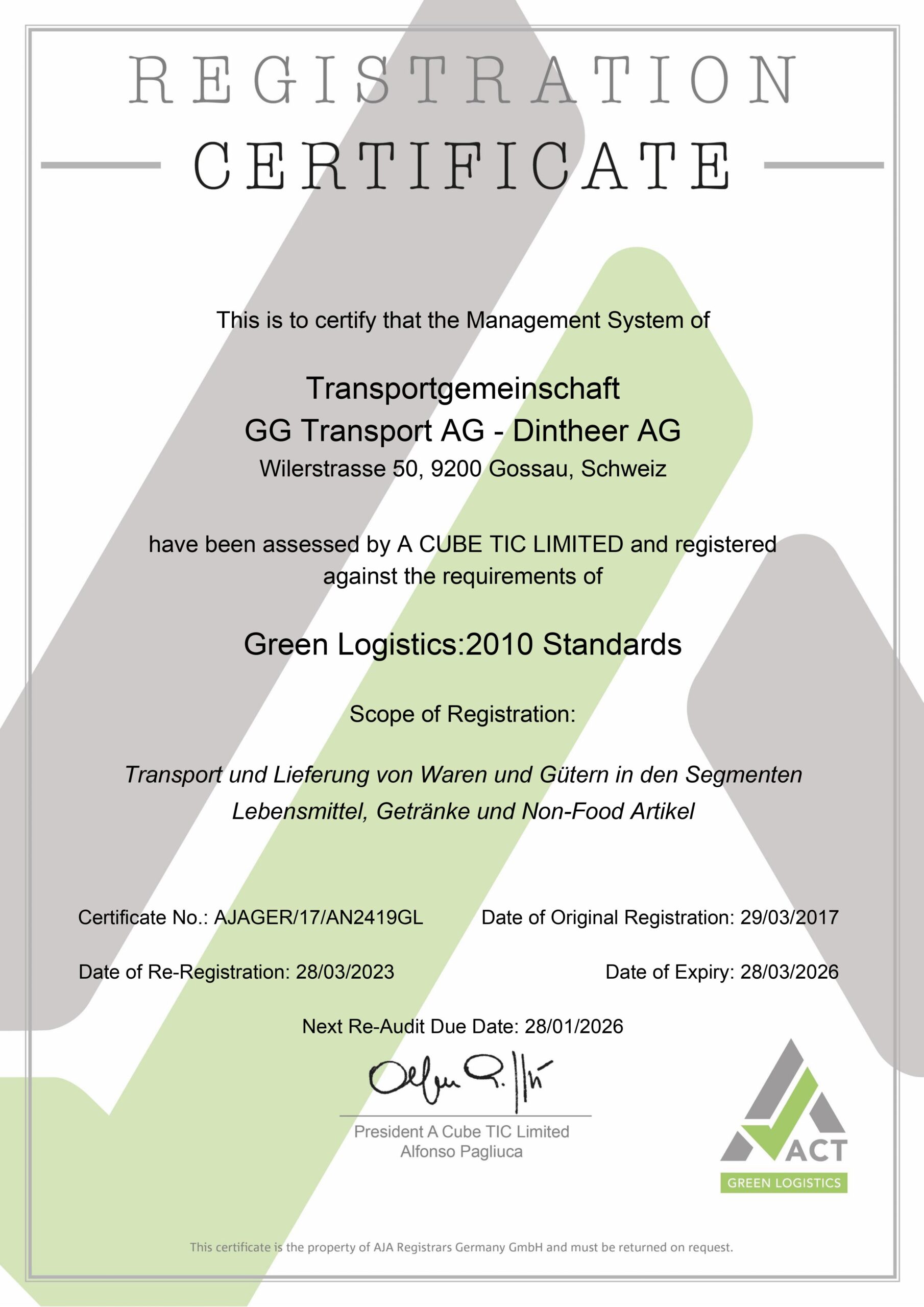 Green Logistics: 2010 Standards